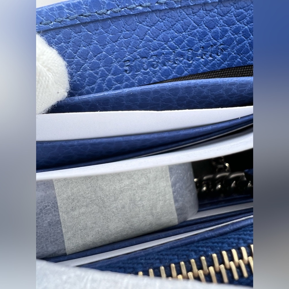 ❌SOLD❌NWT Gucci Dollar Calfskin Interlocking G Chain Wallet Bag Caspian Blue - Picture 10 of 13